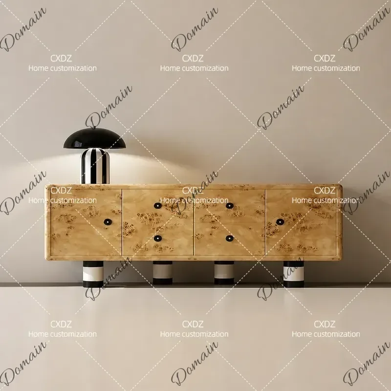Modern Simple Solid Wood TV Cabinet Walnut Color Floor to Ceiling Storage Unit Light Luxury High End Home Furniture