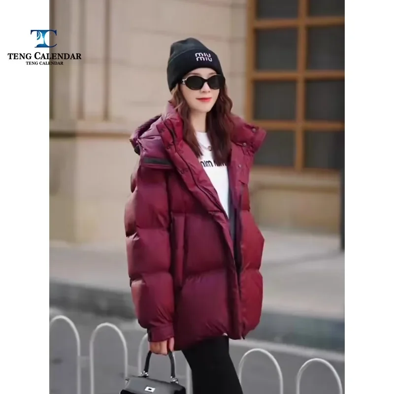 Winter cotton jacket, high-end red New Year\'s outfit, Korean loose thick warm jacket, women\'s 2024 new model