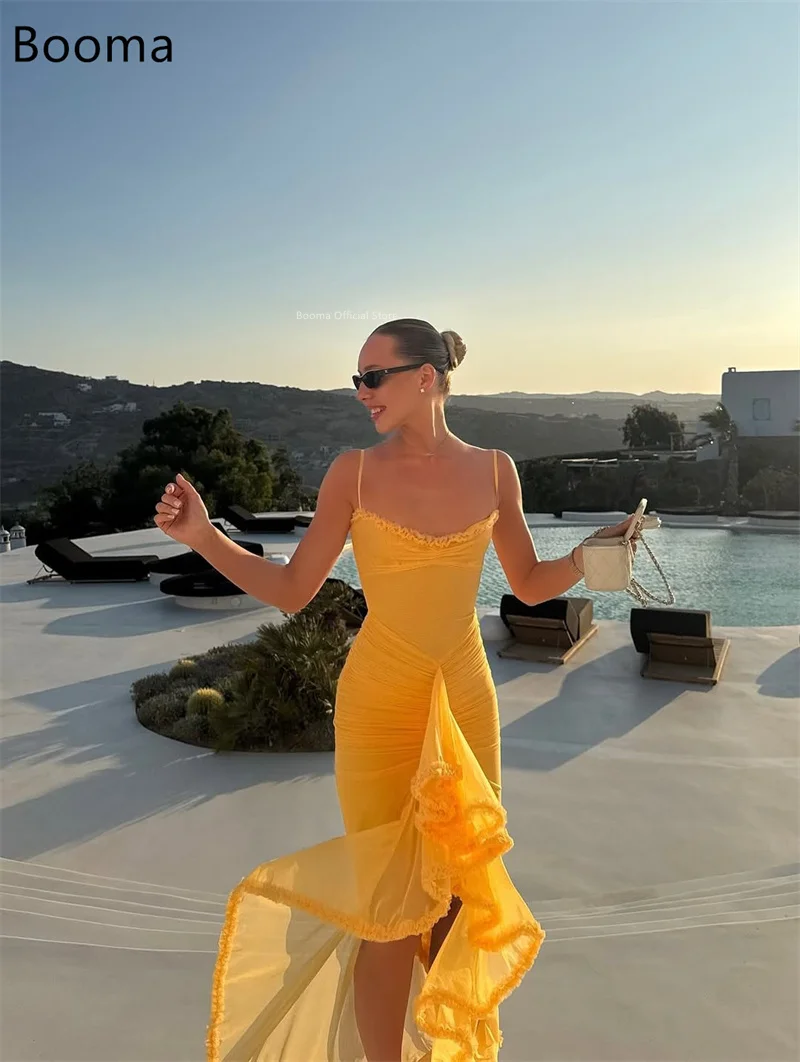

Booma Mermaid Prom Dresses Formal Gowns for Women Spaghetti Strap Sleeveless Simple Pleat Evening Dress Customized 2025