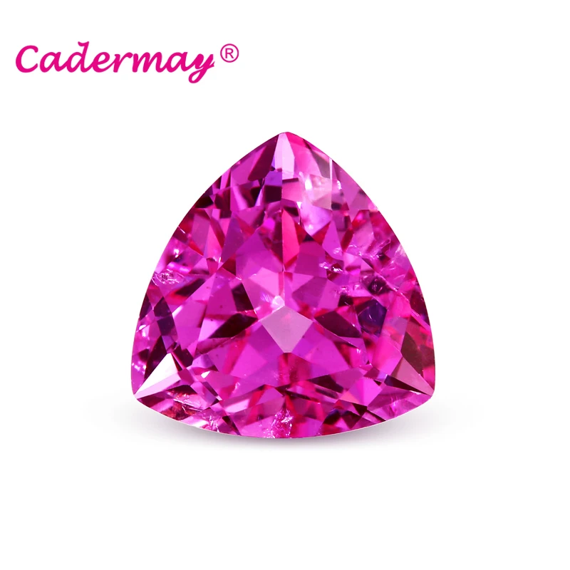 CADERMAY Trillion Cut Lab Grown Rose Pink Ruby Loose Stones With Inclusions AGL Certificate For Customized Smart Jewelry
