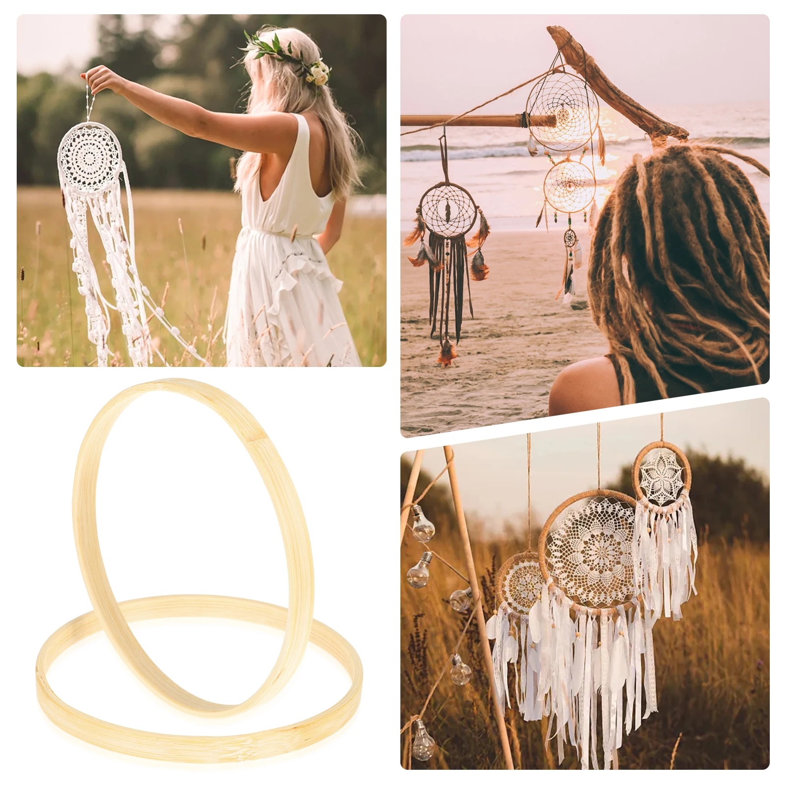 

10 Pcs Bamboo Embroidered Inner Circle Rings for Crafts Wedding Wreath Decoration Hoops Crafting Basket Frame Wall