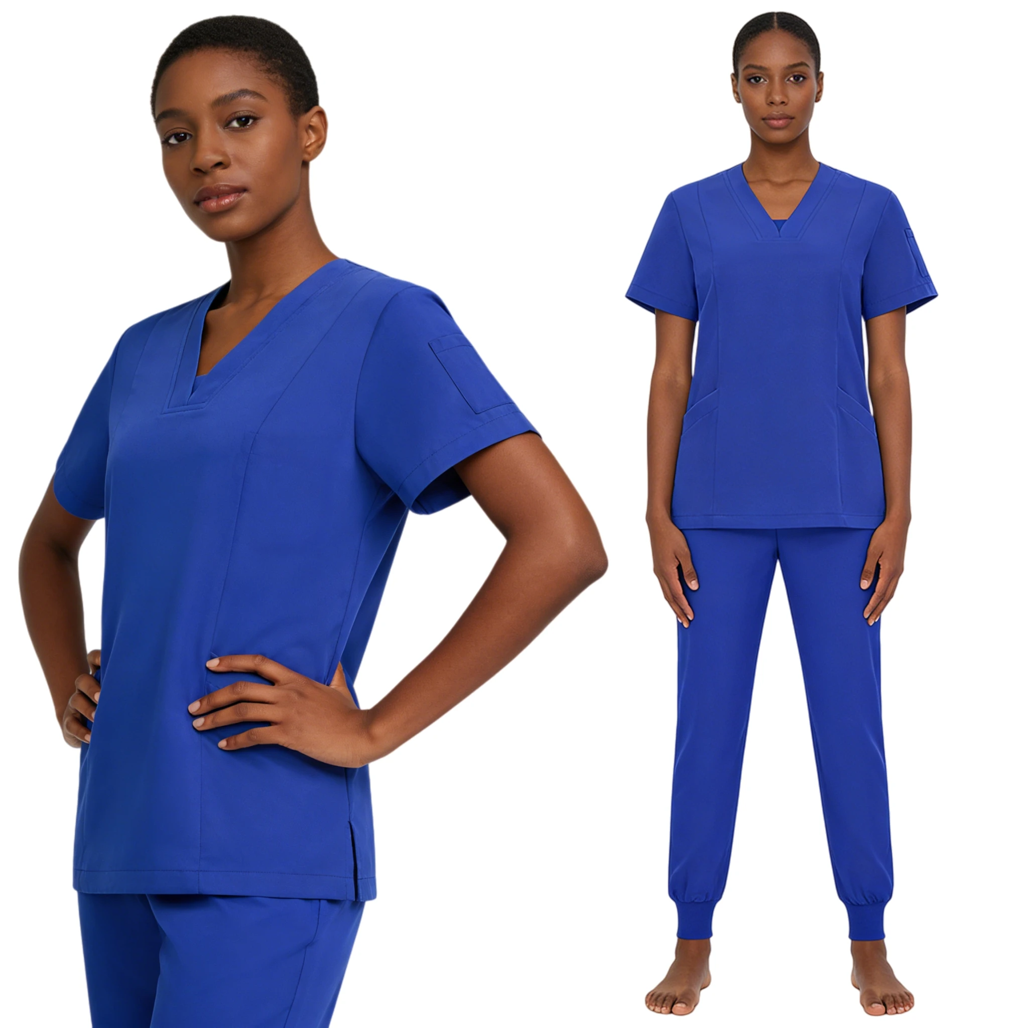 ชุดยูนิฟอร์มทางการแพทย์แบบสลิมฟิตสำหรับผู้หญิง ชุดสครับสำหรับโรงพยาบาล เสื้อผ้าสำหรับพยาบาล อุปกรณ์เสริมสำหรับคลินิกทันตกรรม ร้านเสริมสวย สปา ชุดทำงาน