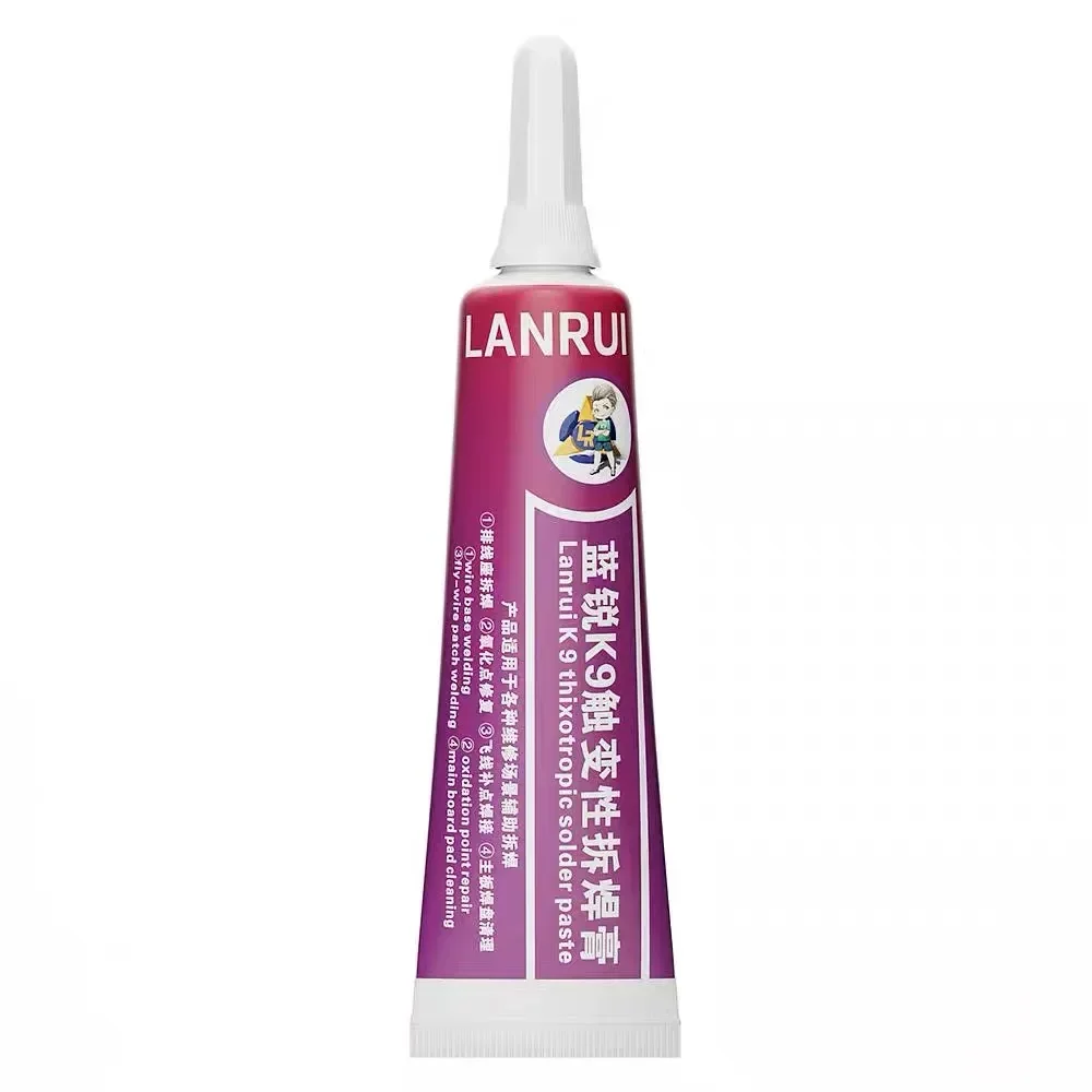 Lanrui k9 15ml pasta de sulfurização trigotrópica para linha de voo de impressão digital/suporte de bateria/reparação de soldagem de plugue traseiro