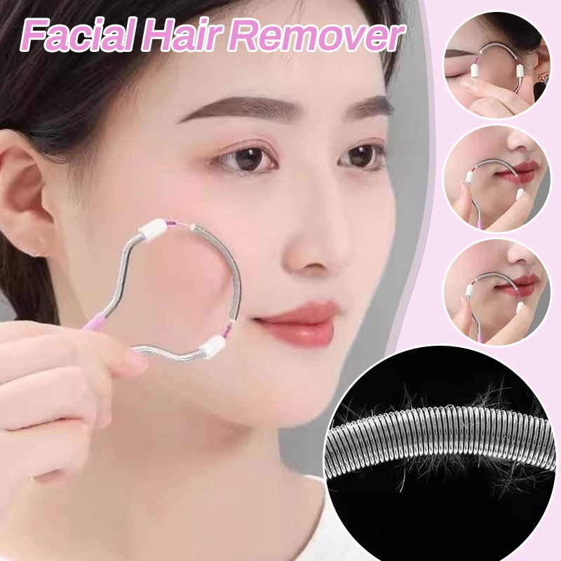 Women Spring Face Epilator Threading Facial Hair Remover Portable Remove Unwanted Hair on Upper Lip,Chin,Face,Neck Beauty Tool