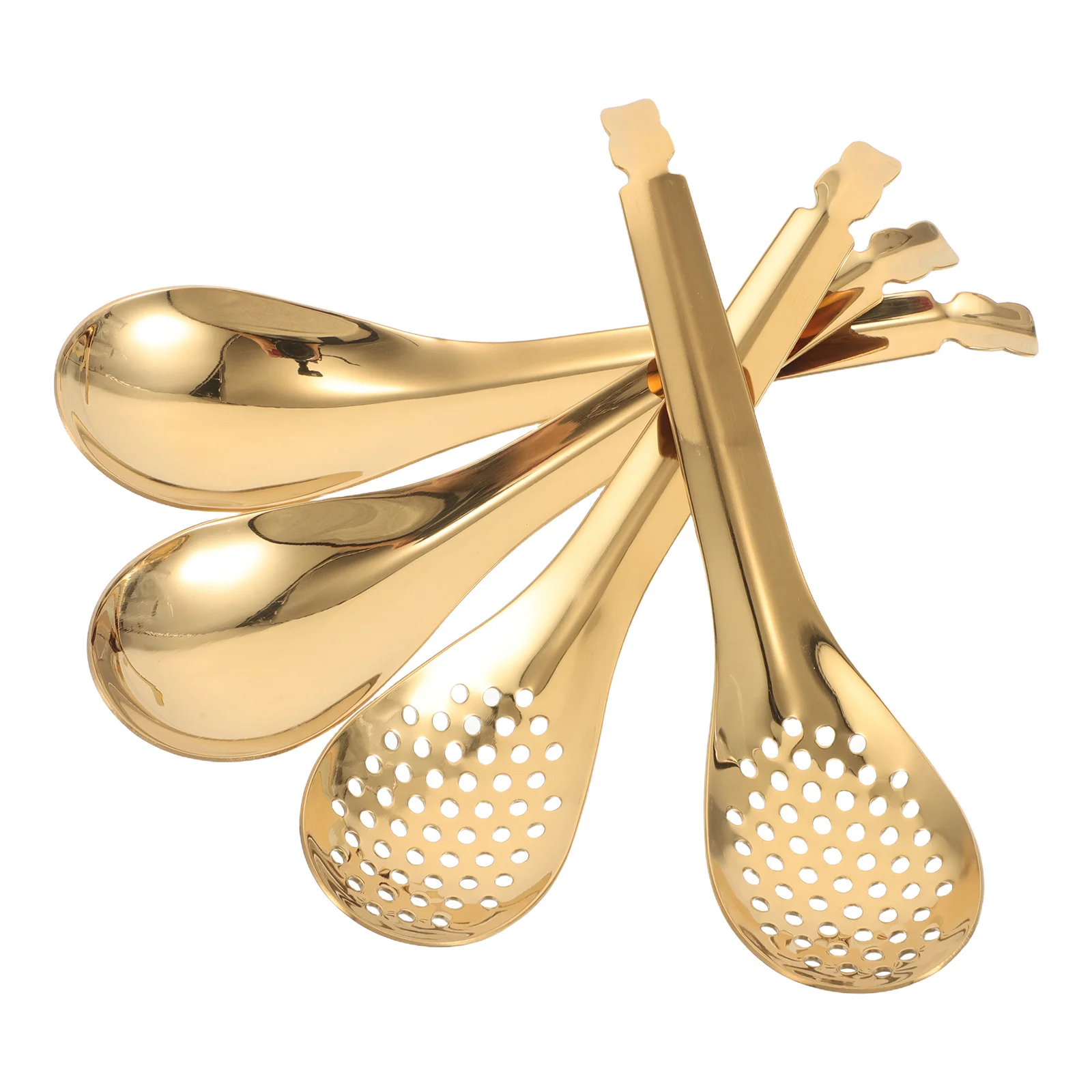 

4Pcs Stainless Steel Slotted Soup Spoons Set Filtered Cooking Strainer Caviar Serving Kitchen Caviar Spoons Slotted Spoon