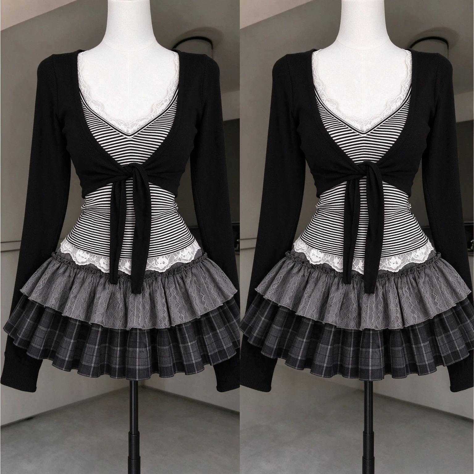 Vintage Retro Gothic Lolita Mini-Kleid Y2k Harajuku Schleife Rüschen Spitze Elegantes Sommerkleid Französische Damenmode 2026 Neues Kleid