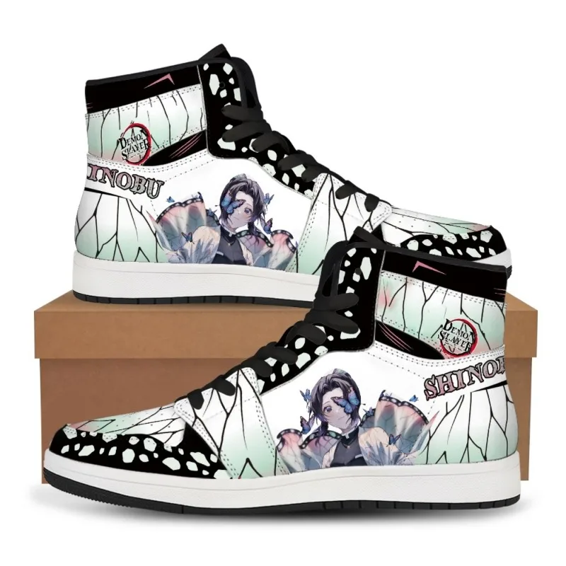 Anime Demon Slayer Nezuko Shinobu High Top Sneakers for Man Women Tanjirou Tamayo PU Casual Shoes Fashion Street Sneakers Gifts