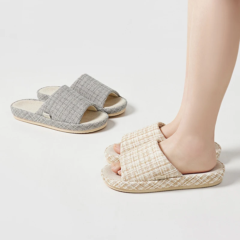 UTUNE Linen Home Slippers for women – Japanese Style Breathable & Anti-Slip Unisex Summer Indoor Quite Slides
