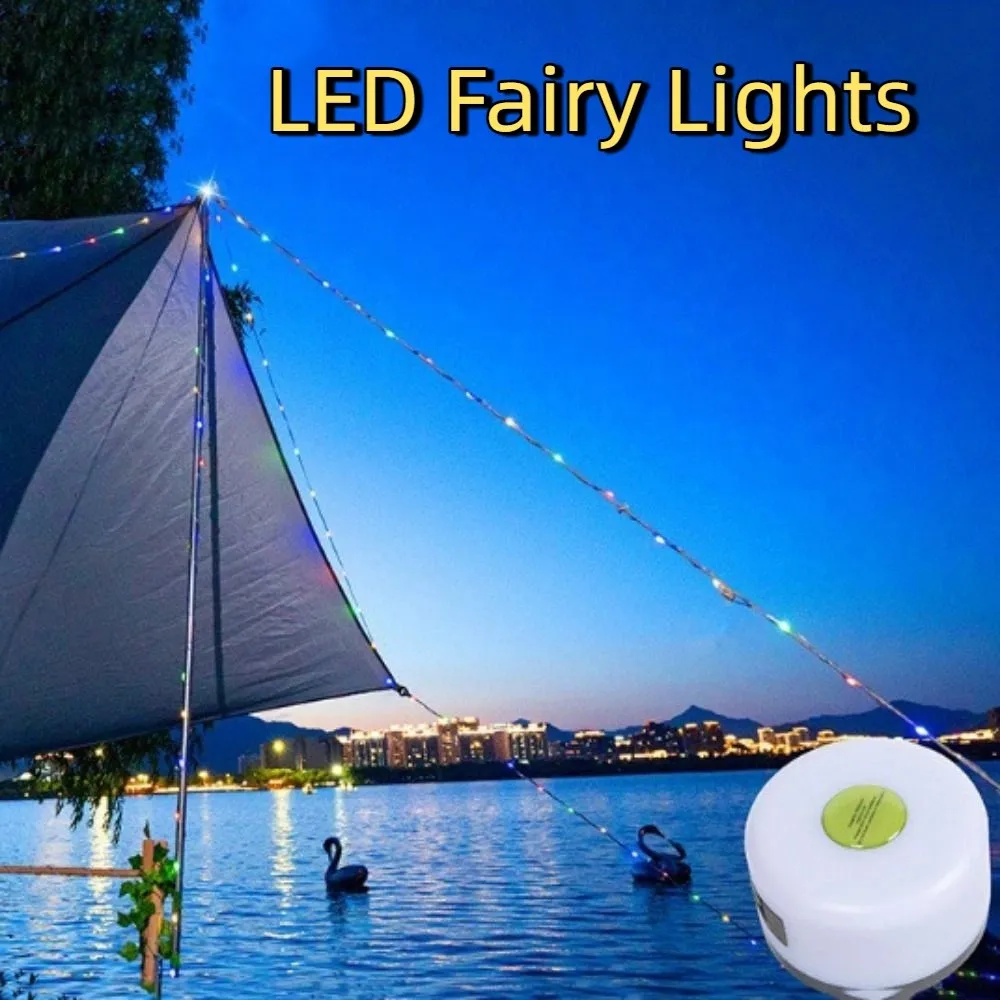 Lampu Camping Luar Ruangan 10M Tahan Air Lipat Lampu Natal dengan 8 Mode Pengisian USB Lampu Peri LED untuk Camping