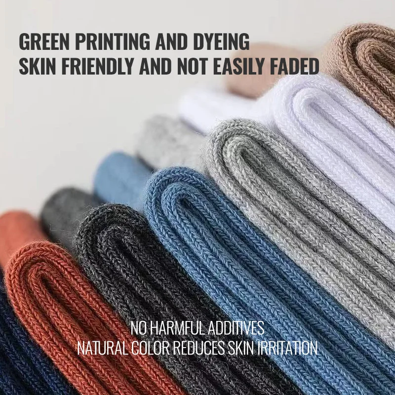 MiiOW 100% Pure Cotton Socks Men Business Dress Long Sock Black White Antibacterial Anti Odor Crew Socks Breathable Sport Sock