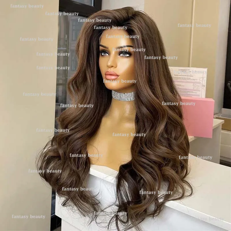 women's Brown wig Body Wave wig Comfortable 13 x 6 front lace Remy Hair wig Women's Long Hair Wig HD Lace female human Hair wig