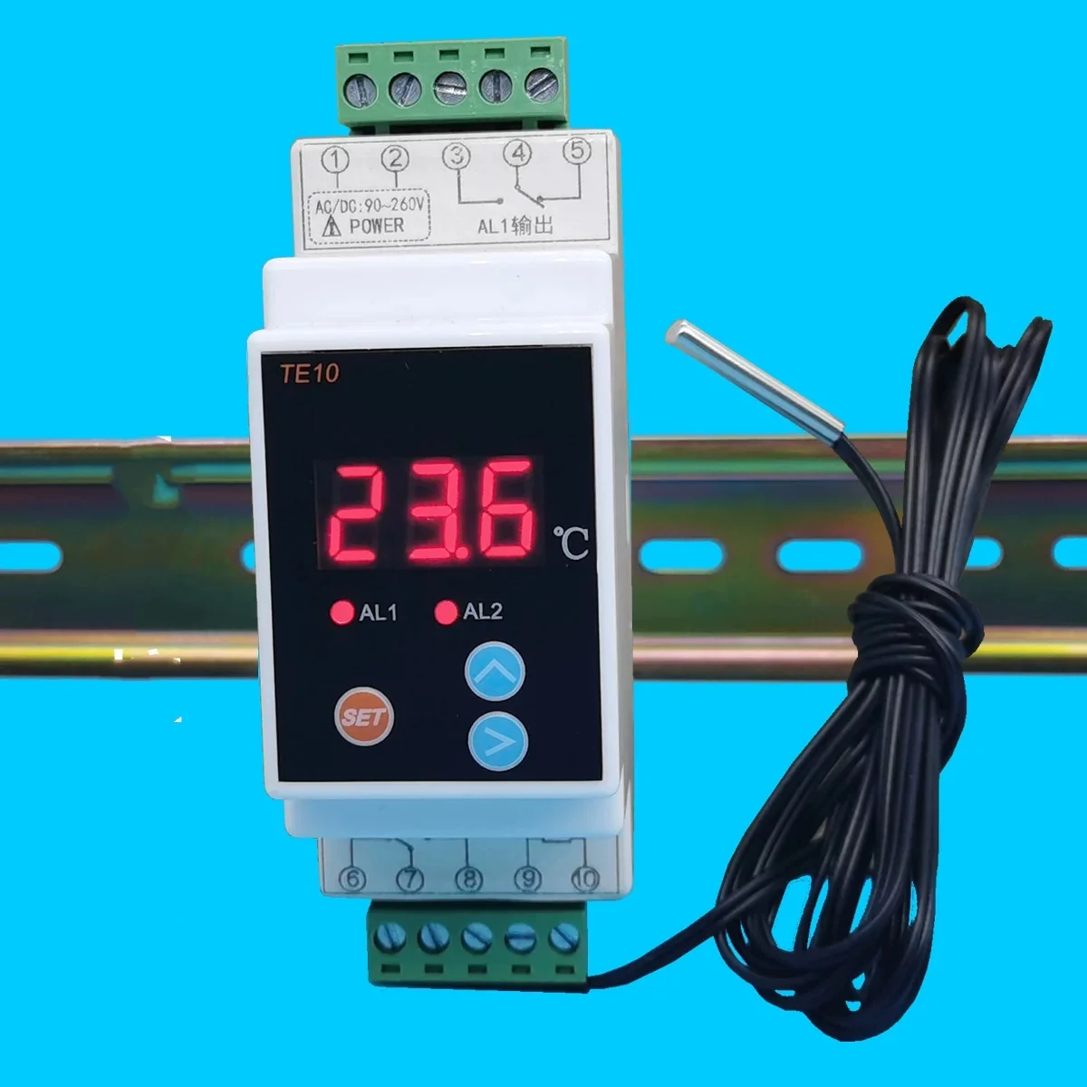 TE10 Rail-Mounted Temperature Controller: Adjustable Temperature, Dual-Purpose Heating and Cooling, Solar-Powered