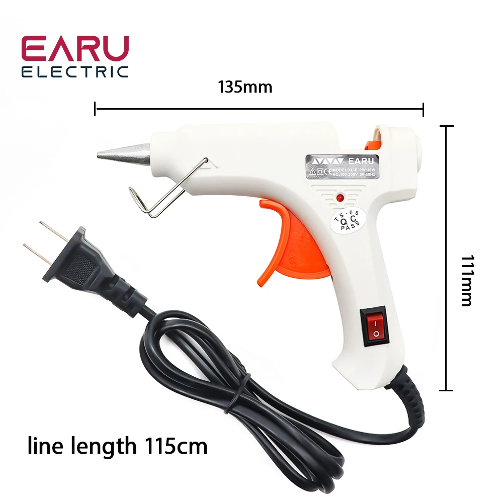 20W Heat Hot Melt Glue Gun Clear Hot Melt Glue Sticks Industrial Mini Thermo Electric Heat DIY Repair Tool  Plug AC 220V