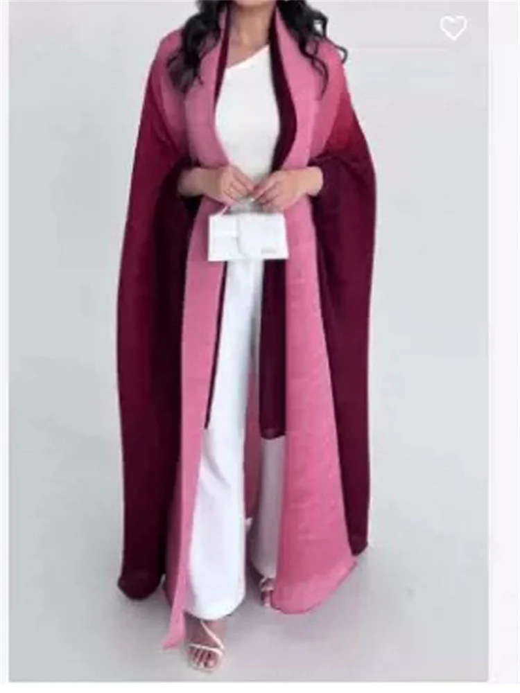 Miyake Fashion Gradient Pleated Long Trench Women Batwing Sleeves Belt Gathered Waist Windbreaker dresses for Women 2023 Autumn