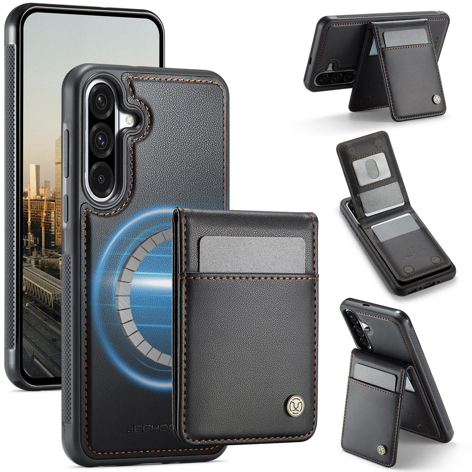 

Для Samsung A56/A36/A26/A55 кожаный чехол с магнитной беспроводной зарядкой отдельный чехол-кошелек для карт противоударный чехол для Galaxy A16 5g