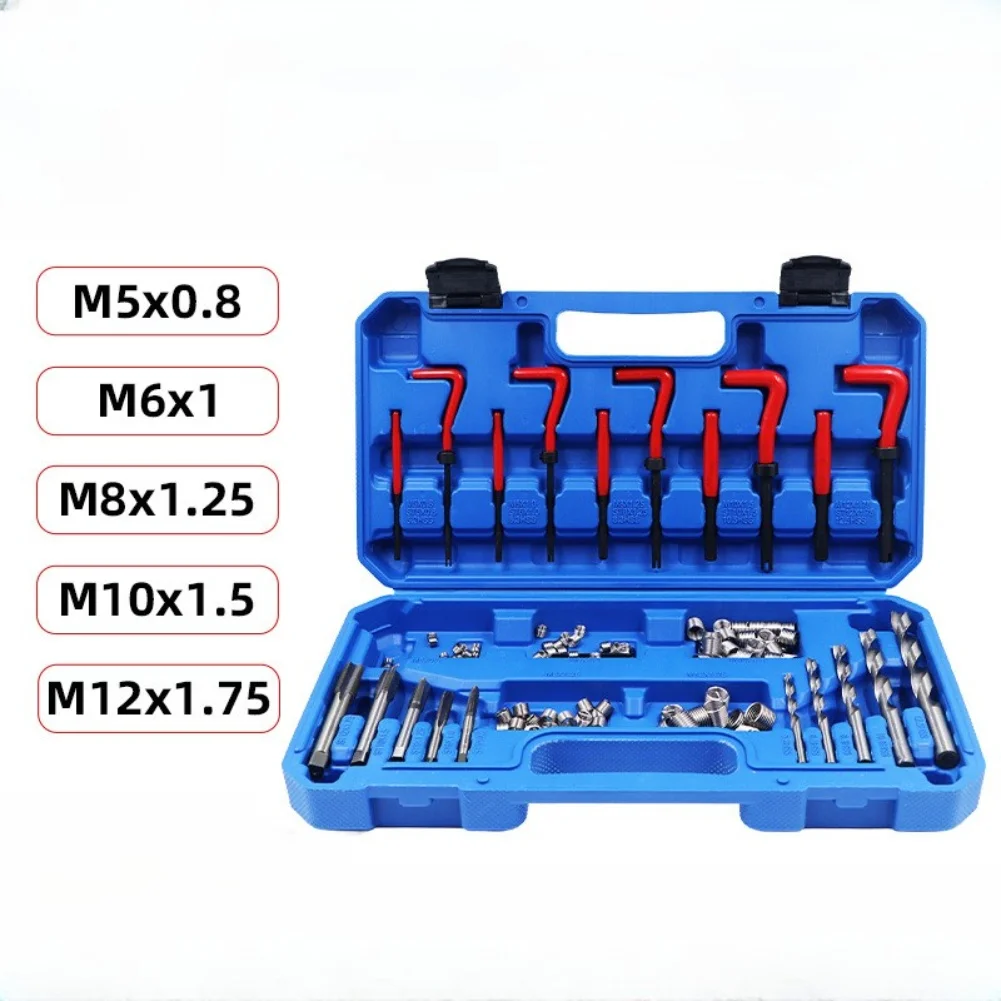 131PCS Thread Repair Kit Blue Silver Metal Rethreading Tool Set For Damaged Stripped Threads Restoration Automotive Maintenance view 3
