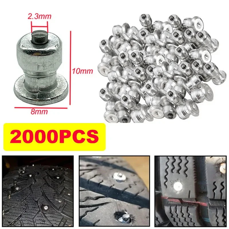 2000Pcs 8x10mm Winter Wheel Lugs Car Tires Studs Screw Snow Spikes Wheel Tyre Snow Chain Studs For Shoes ATV Car Motorcycle Tire