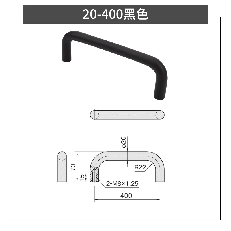 U-förmiger runder Griff aus Aluminiumlegierung, industrieller Schrankgriff mit hoher Tragfähigkeit, große Lochabstände 200/250/300/350/400 mm – Detail 13