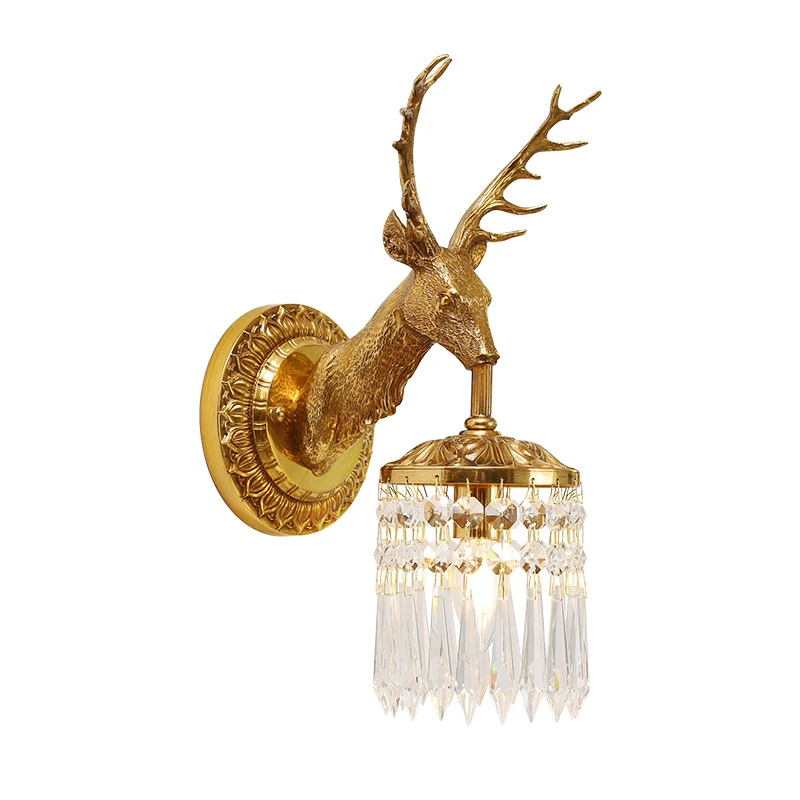 

European Wall Mount Head With Lamp Grand Led Nordic Deer Wall Lights Indoor Lighting Antique Brass Wall Sconce