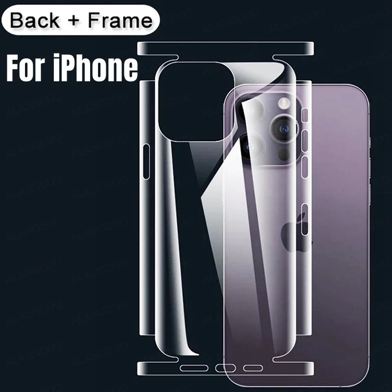 Full Cover Back Film For iPhone 14 Pro Max 13 12 15 Pro Max Side Frame Screen Protector For iPhone 15 Plus 15 pro Hydrogel Film