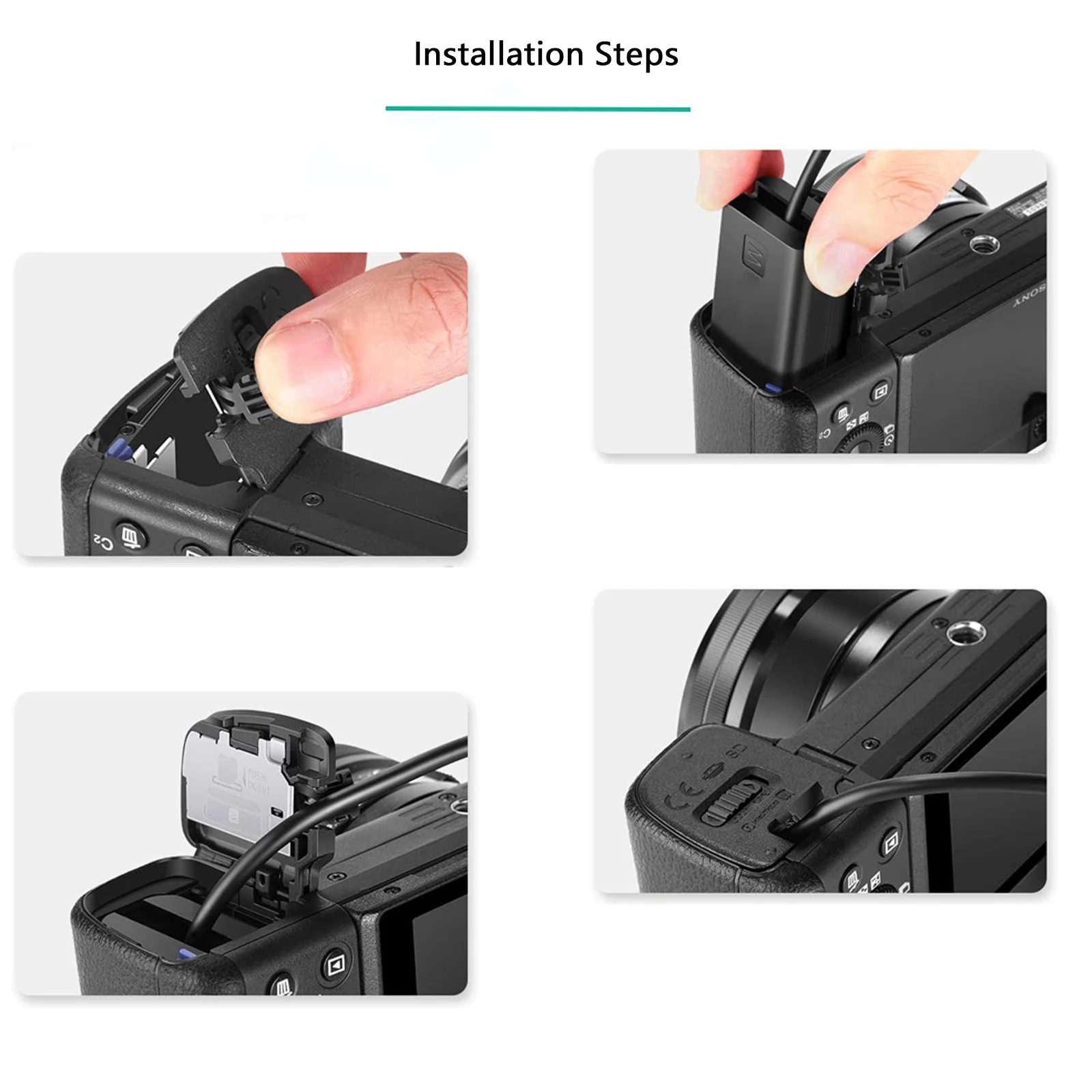 Sony Alpha、a7ii、a7s、a7sii、ZV-E10、a6100、a6300、a6500、a7、a7ii、a7s、a7sii、AC-PW20、NP-FW50用の電源アダプターキット