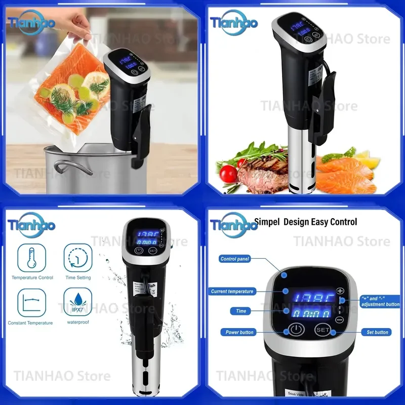 IPX7 Waterproof Sous Vide Precision Cooker Immersion Circulator for Vacuum Food Cooking with LED Digital Display and