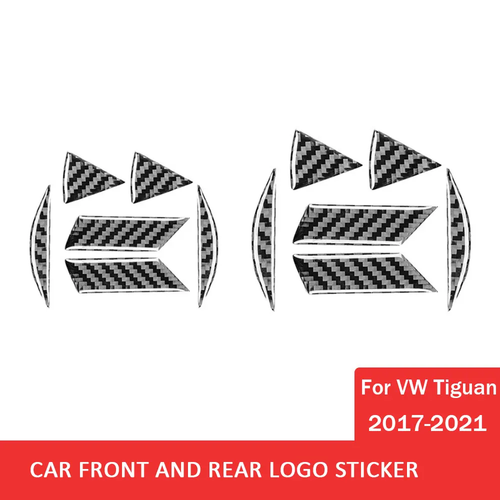 

for Volkswagen VW Tiguan 2017-2021 Car Front Logo And Rear Logo Trim Sticker Carbon Fiber Decal Cover Interior Accessories