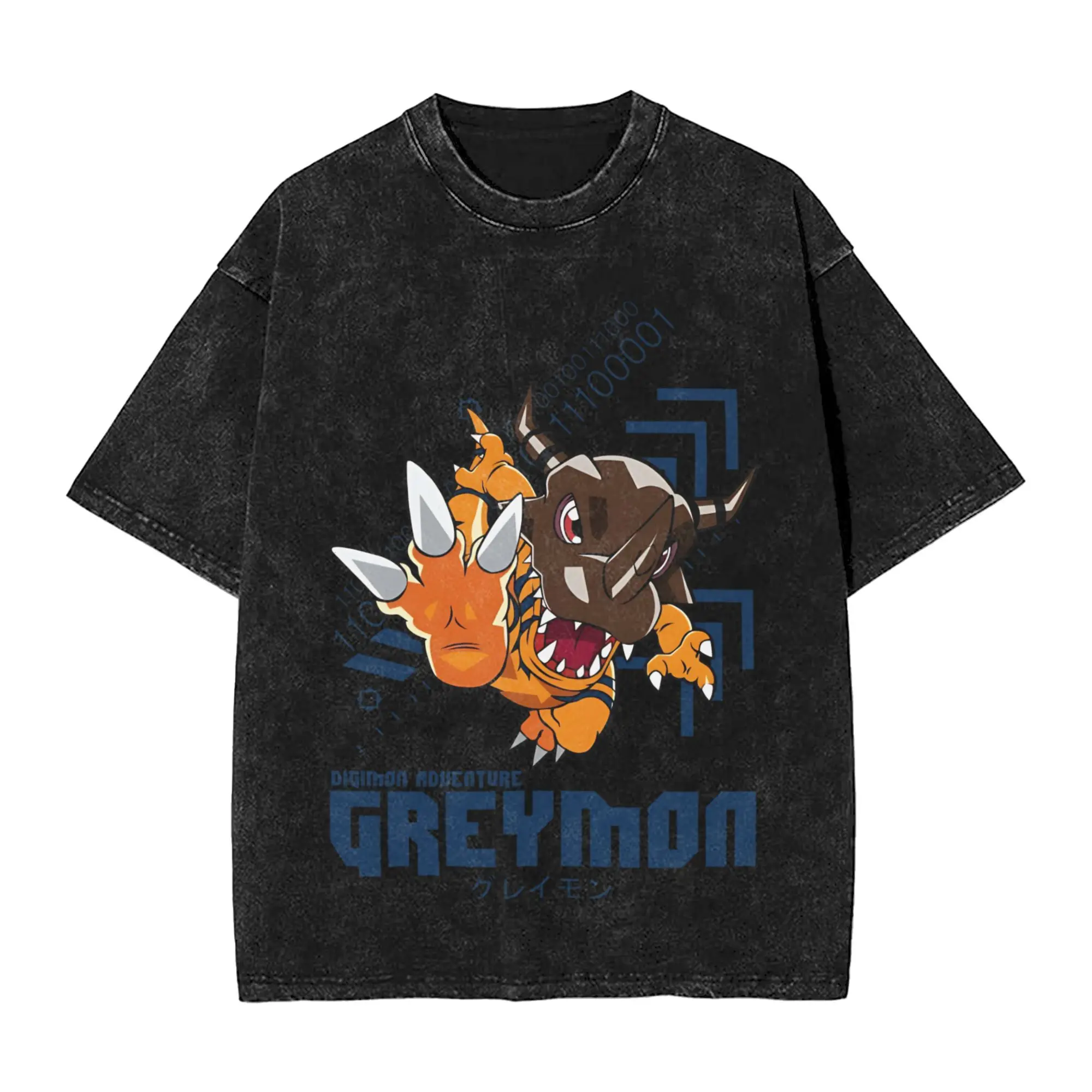 

Футболка Digital Monster Digimon Adventure Greymon в стиле хип-хоп, потертые футболки с короткими рукавами, новинка для мужчин и женщин, уличная одежда