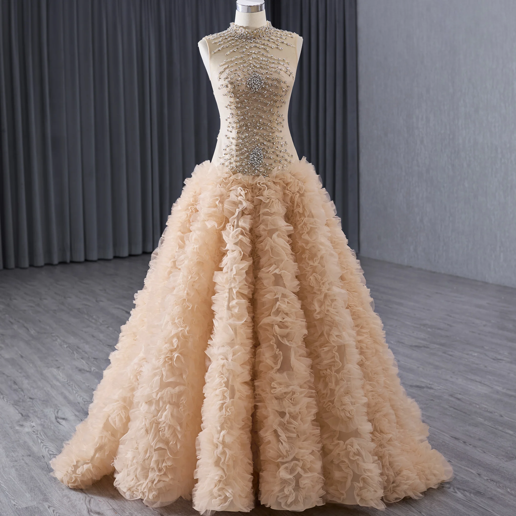 

Rosymae Высококачественное платье для выпускного вечера со стразами и блестками, плиссированное вечернее платье трапециевидной формы с рюшами для женщин, элегантное облегающее платье