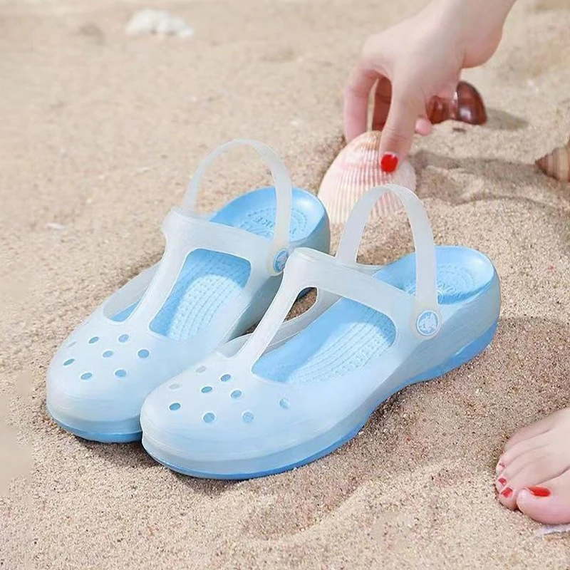 Pantofole estive di nuovo stile con la sensazione di calpestare la cacca, scarpe di gelatina con suola spessa, scarpe da spiaggia, impermeabili e