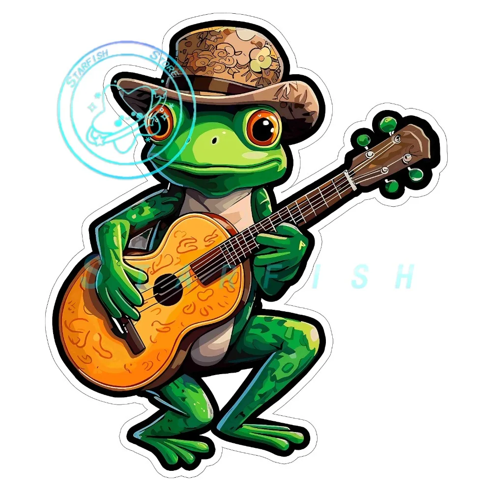 

Banjo Frog Sticker Wildlife Nature Cute Enthusiast PVC Material Laptop Water Bottle Car Decoration Waterproof Sunscreen