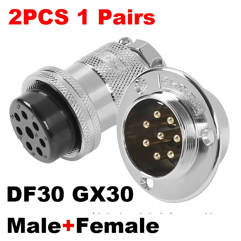 1SET 2PCS DF30 GX30 Aviation Connector 2 3 4 5 7 8 10 14 pin Female Plug & Male Socket Circular   Flange Electric Wire Connector