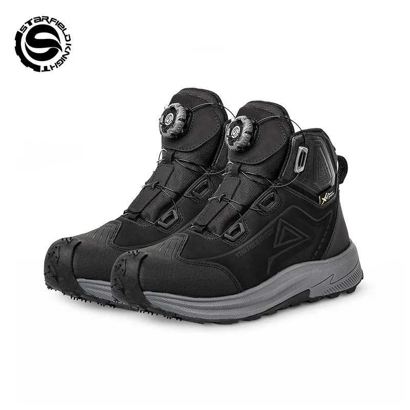 Motorcycle Riding Shoes Men Waterproof Boots Fleece Lined Winter Warm Moto Footwear for Rally Touring Outdoor Travel