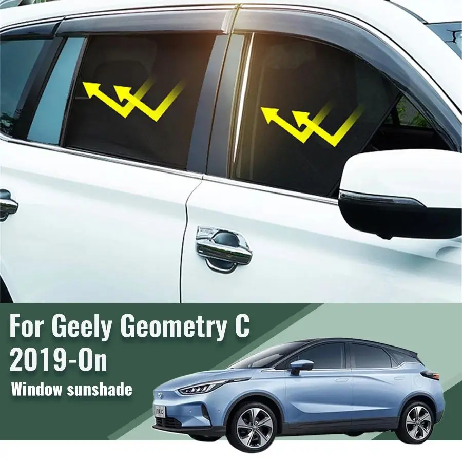 

Для Geely Geometry C 2019-2024 магнитные автомобильные солнцезащитные козырьки для переднего и заднего лобового стекла, штора для детского бокового окна, солнцезащитный козырек