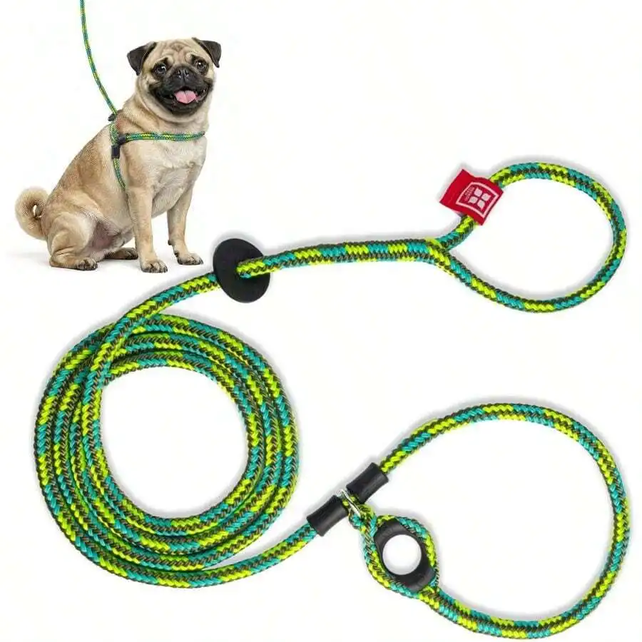 

No Pull Dog Harness & Leash Set, One-Piece Cushioned Rope Design, Escape Proof for Small Medium Dogs, Orange with Reflective Details