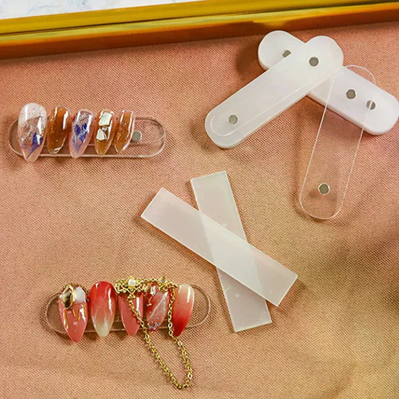 30pcs/PACK  Clear Nail Adhesive Tape False Nails Display Stand Glue Stickers Double-sided Pasted Manicure Practice Showing Tools