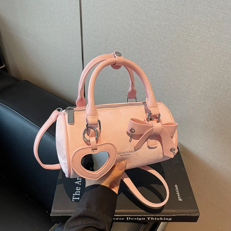 

Новая корейская версия женской сумки Boston, сумки с бантом, модная модная сумка через плечо, дизайн цилиндра