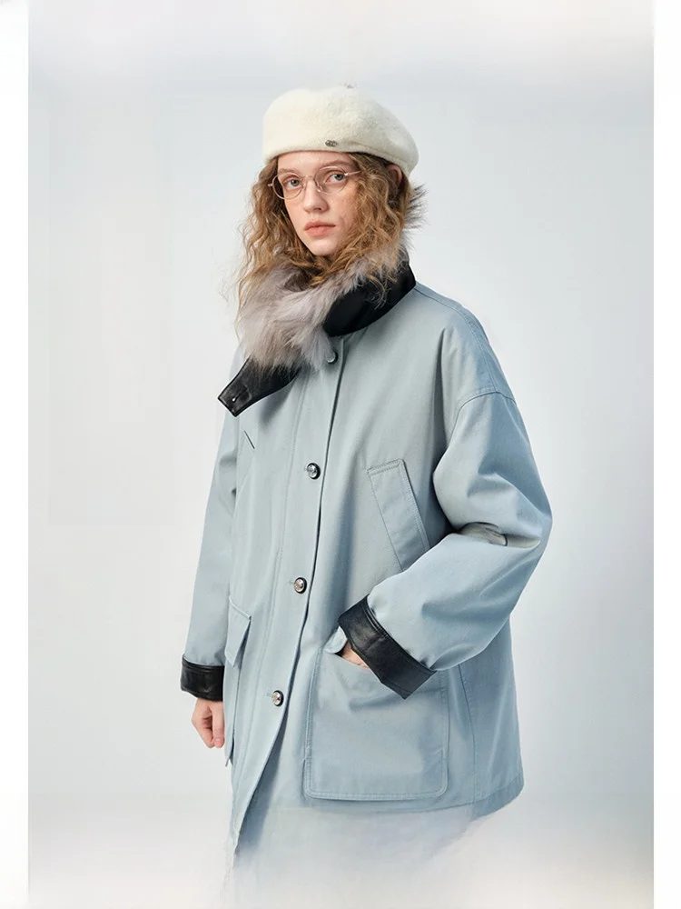 

Женская пуховая куртка VEGA CHANG, новинка 2025 года, зима 90, белая теплая верхняя одежда с меховым воротником Du Down, прямой крой