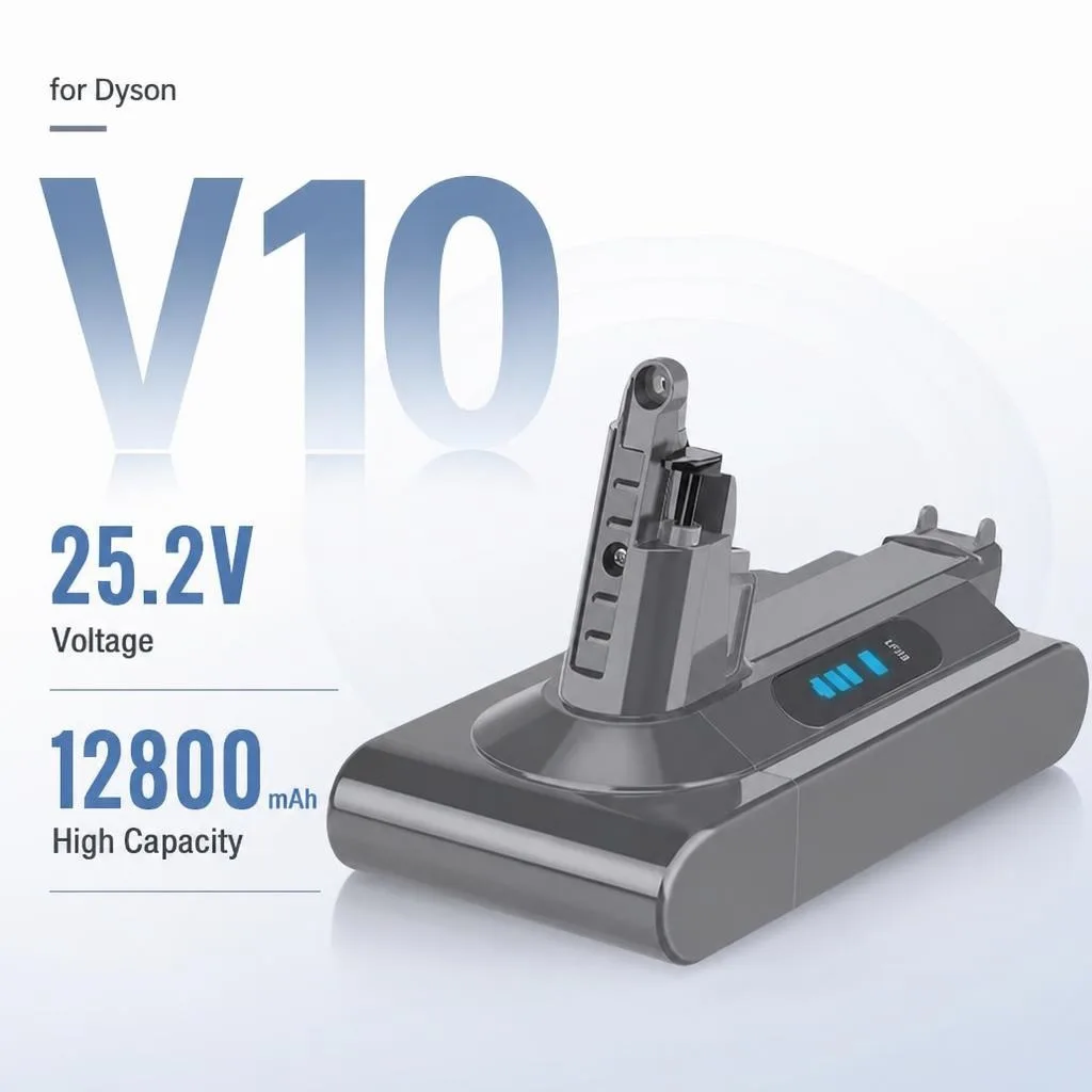Mise à niveau 2026 : batterie de remplacement 12800 mAh 25,2 V pour Dyson V10 / SV12 (Absolute, Animal) – batterie rechargeable Li-ion pour aspirateur
