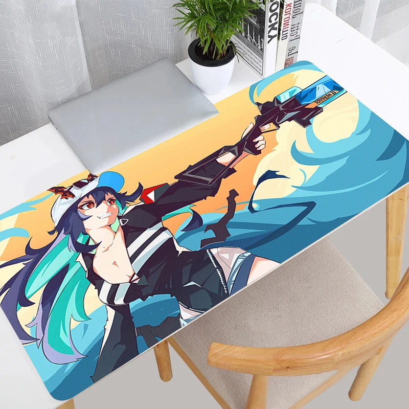 

Mouse Pad Anime Girl Arknights Chen Extended Desktop Mat Laptop Gaming Accessories Kawaii Mousepad PC Non Slip Keyboard Pad Gift