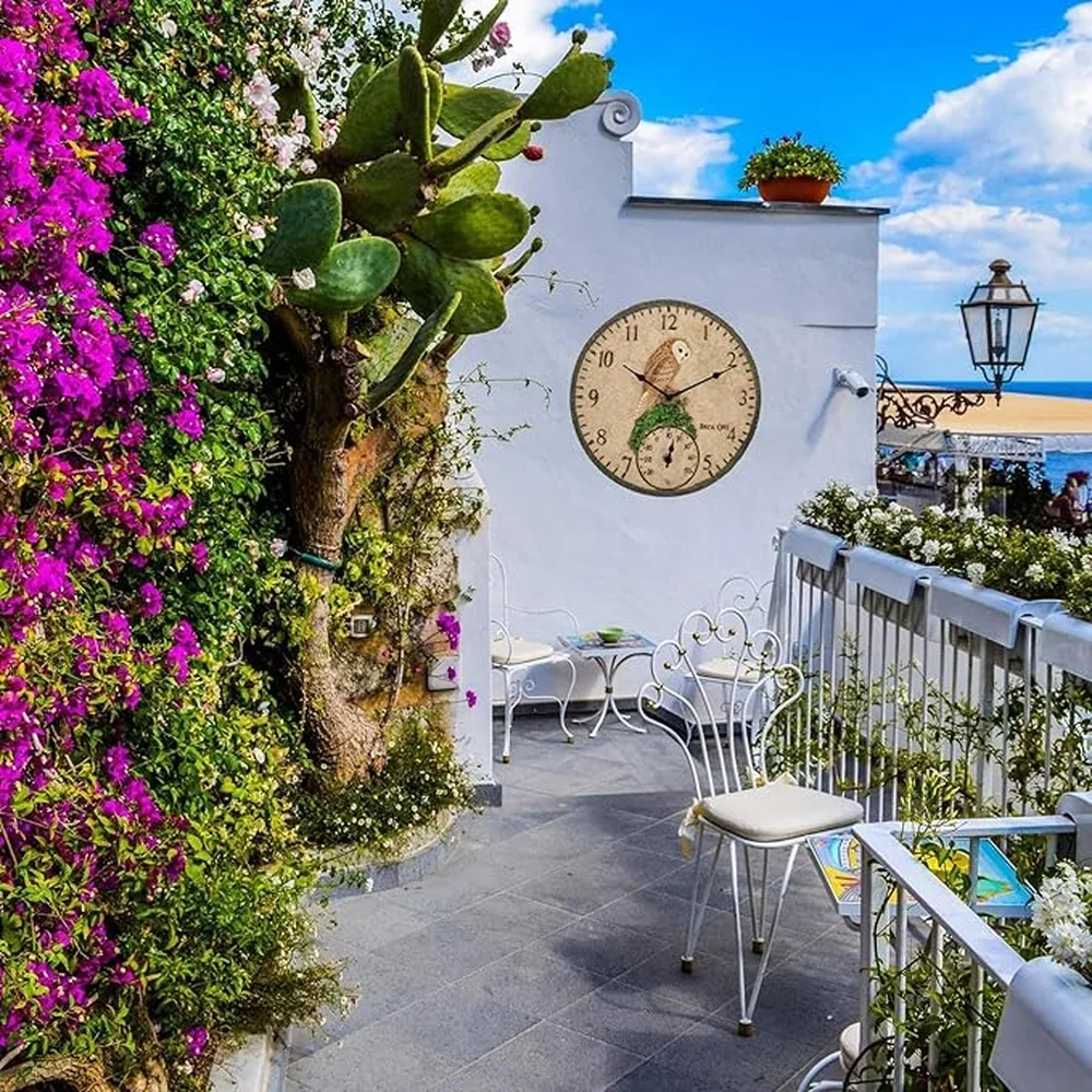 Easy Installation Outdoor Wall Clock Waterproof Garden Clock 12 Inch Quartz European Style