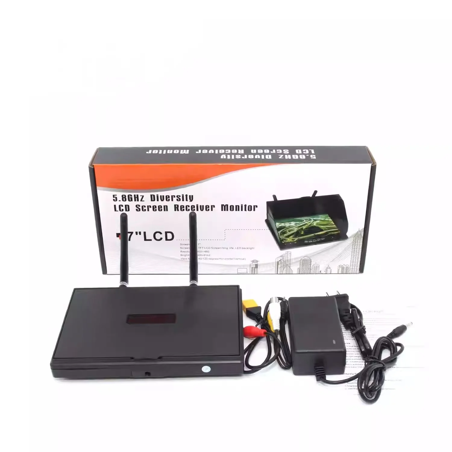 

FPV Monitor 7 Inch With DVR Recording 5.8G 40CH 7 Inch Dual Receiver HD Recording Screen Built in Battery for FPV Drone Racing