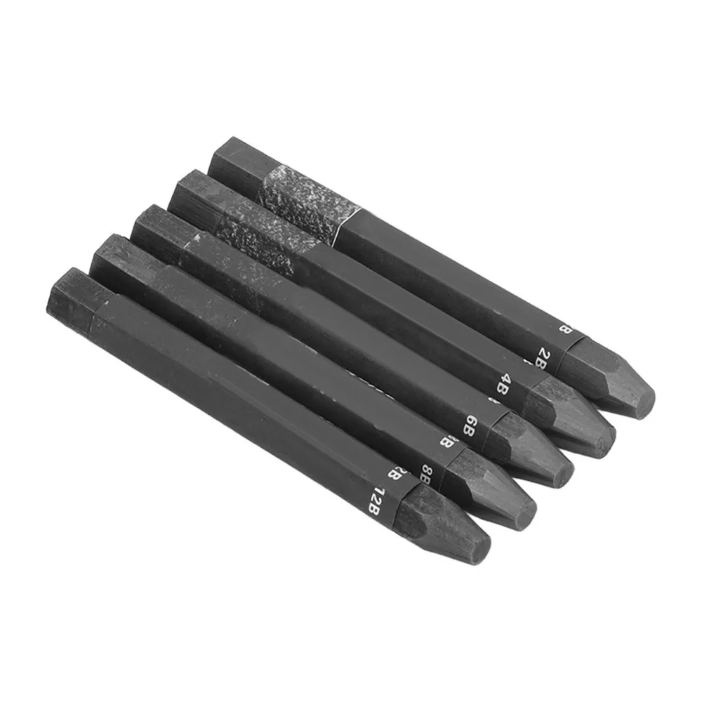 5pcs Hexagonal Shape Drawing Sticks 2B 4B 6B 8B 12B Water Soluble Formula Water Soluble Sticks Sketching Set