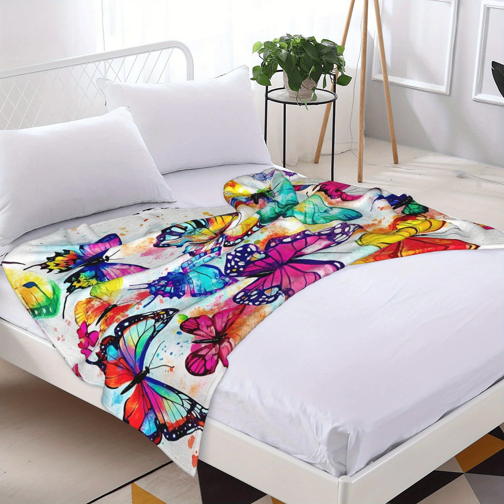 Manta de mariposa Hermosa manta de mariposa Franela ultra suave Manta de mariposas coloridas Regalos para adultos