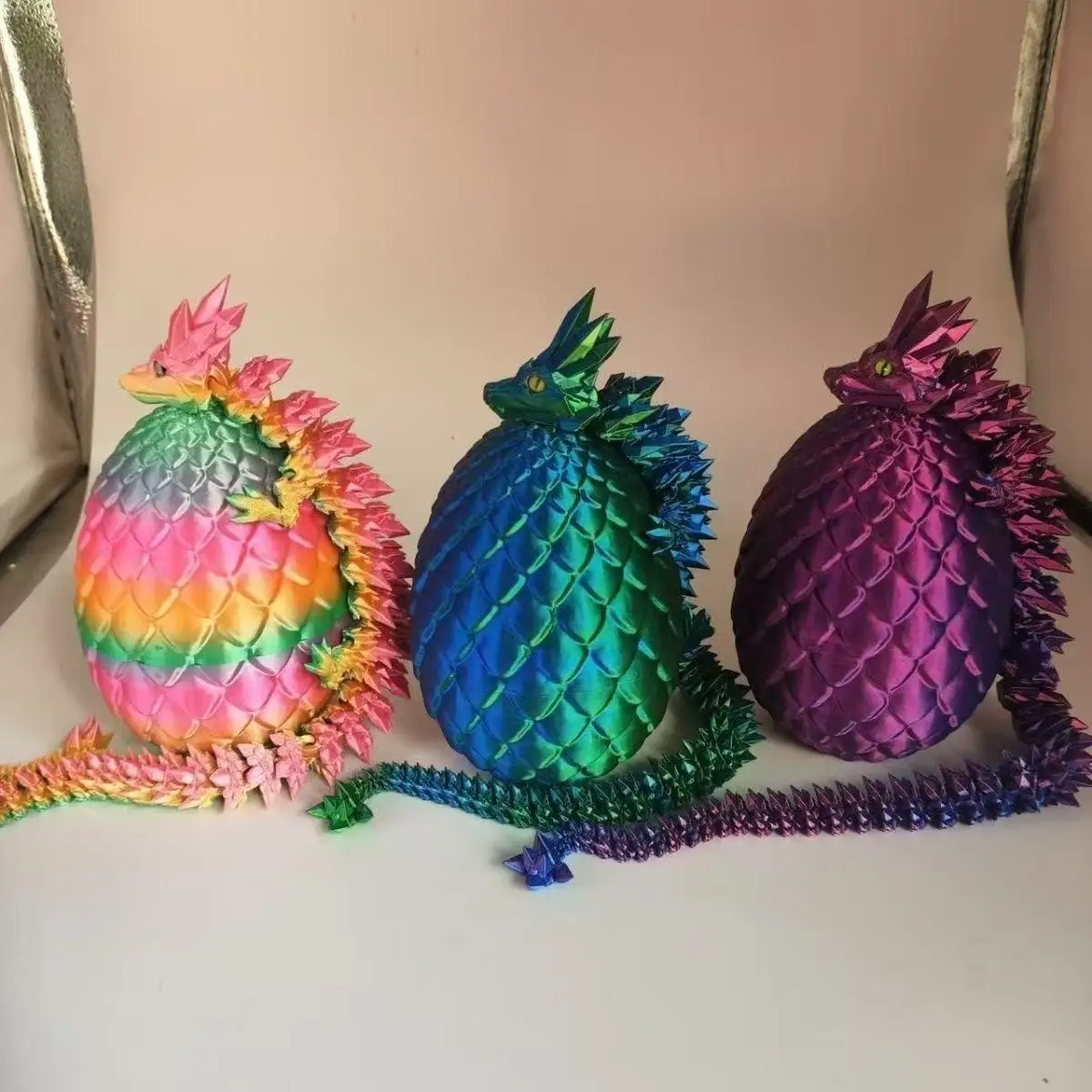 

3D Printed Dragon Egg Model Creative Joint Movable Desktop Figurer Kids Adult Tyrannosaurus Rex Bedroom Ornaments Easter Gifts