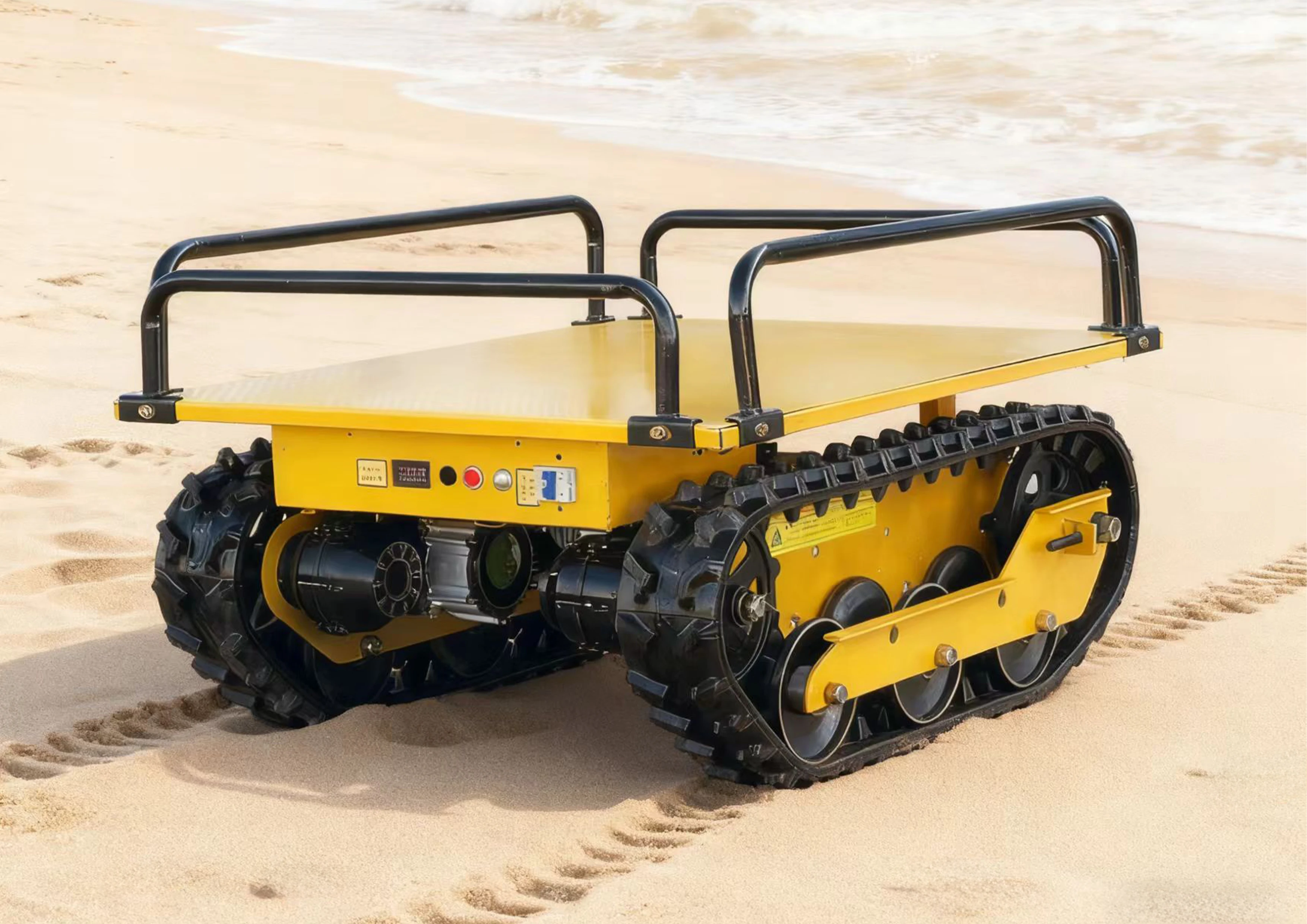 STLF حالة جديدة شاحنات مسطحة كهربائية يمكن التحكم فيها عن بعد، مركبة نقل مسطحة زاحفة صغيرة، بدون بطارية