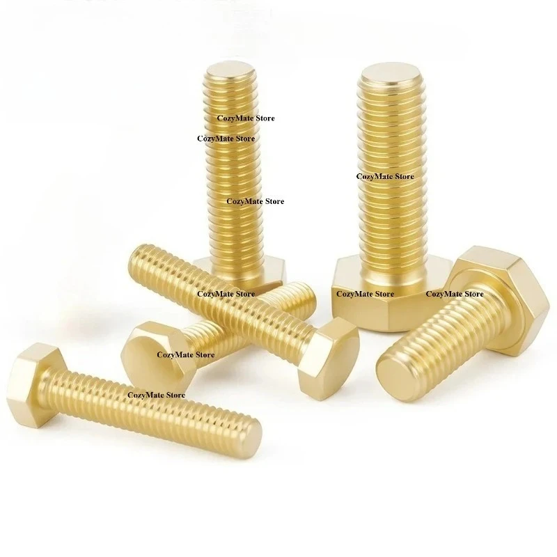 Brass External Hex Head Bolts Machine Screws with Full Thread M3 M4 M5 M6 M8 M10 M12 M14 M16 Hexagon Bolt Screws for Machinery