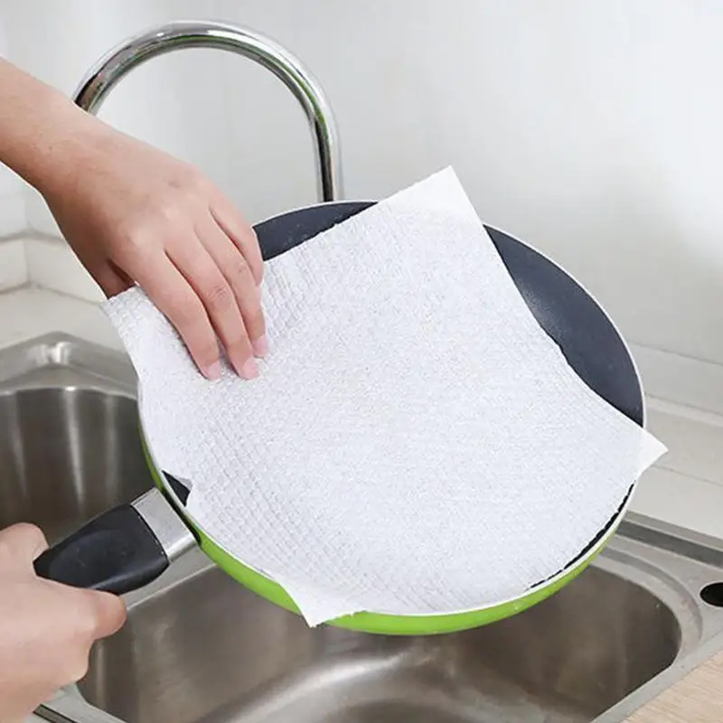 Non Woven Kitchen Wipes Cleaning Reusable Rag Roll Dishwashing Rags For Wet And Dry Tear Off Towel Roll Household Absorbent