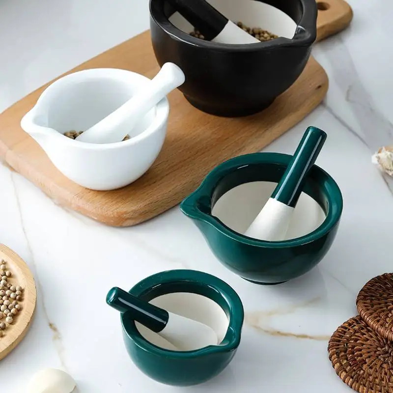 

Mini Ceramics Grinding Bowl Household Spices Teas Grinder Set Fits Baby Food Herb Garlic Pepper Chinese Kitchen Grinding Tools