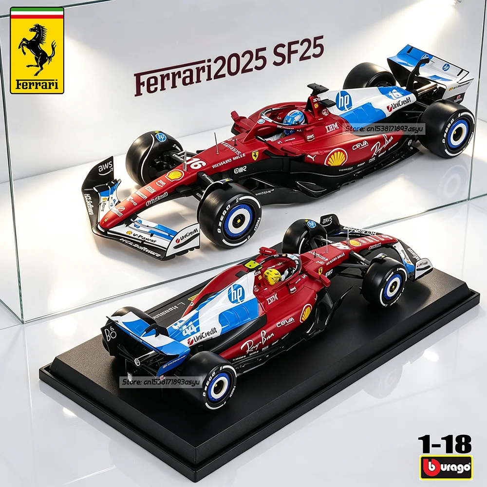 Bburago 1:18 2025 Miami Painting F1 Ferrari SF25 # 16 Charles Leclerc # Modelo de Auto de Aleación de Lewis Hamilton 44, Vehículos de Fórmula 1, Juguete